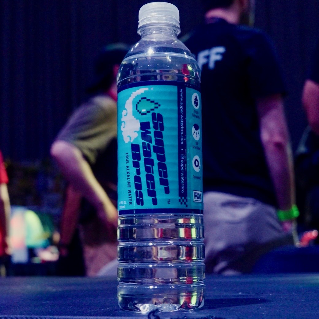Super Water Bros bottle at event